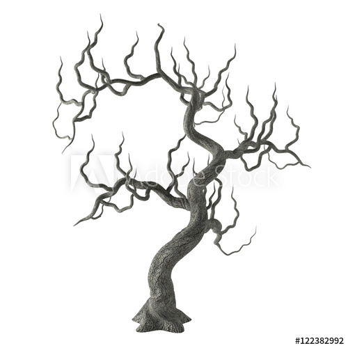 500x500 Spooky Gnarled Halloween Tree With Long Bare Branches Isolated - Halloween Tree Drawing