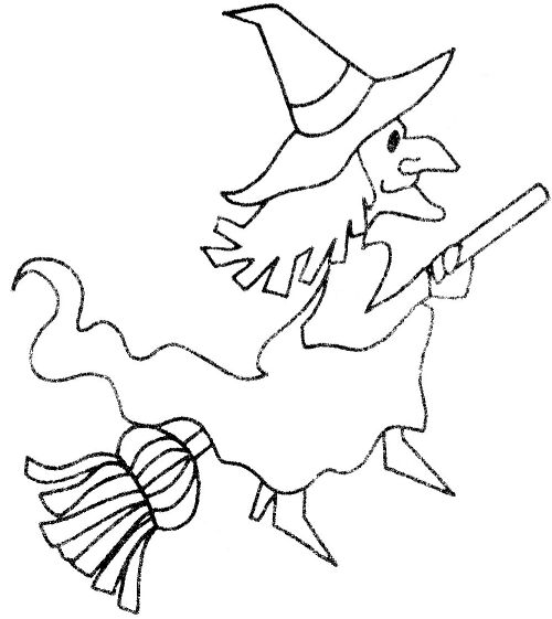 500x561 free halloween witch template - Halloween Witch Drawing