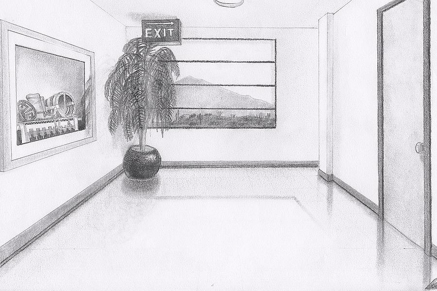 900x600 Hallway Drawing Drawing - Hallway Drawing