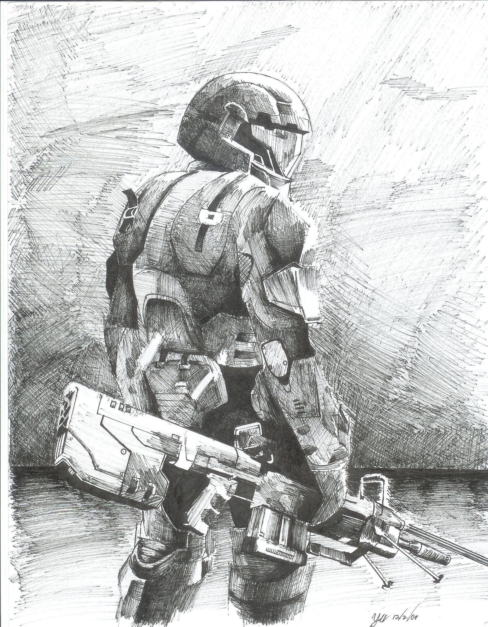 1600x2053 Cool Drawings Halo - Halo 3 Drawings