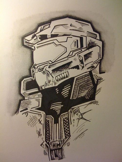 500x667 Check Out This Awesome Pencilmarker Drawing Of Master Chief - Halo 3 Drawings