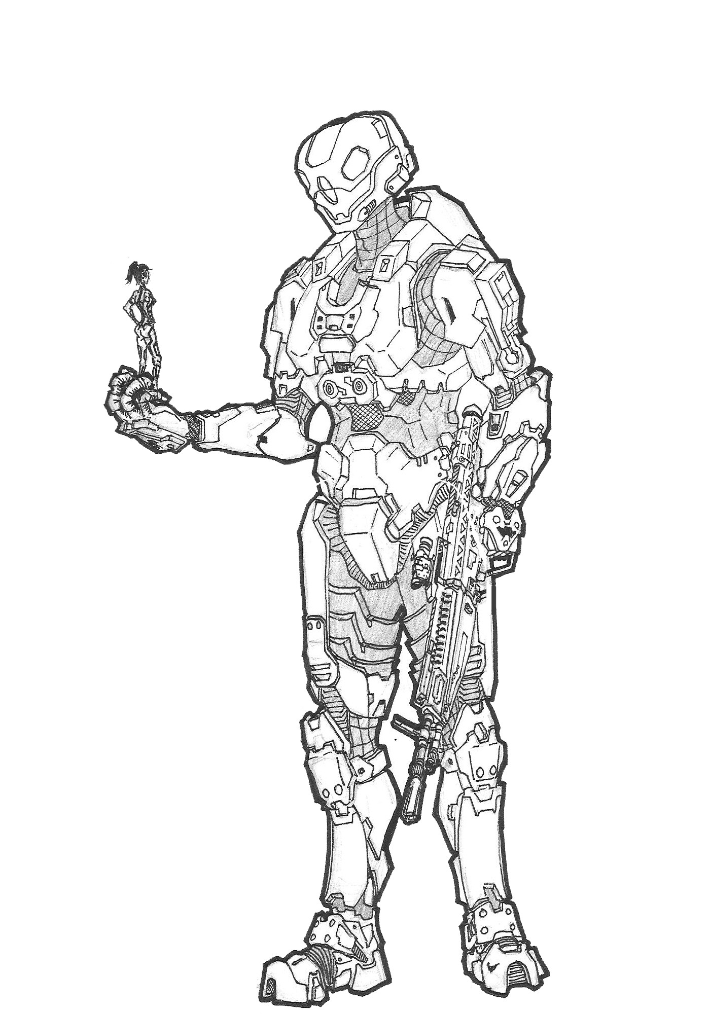 1400x2000 with halo coming up, i decided to draw for the first time - Halo 4 Drawings