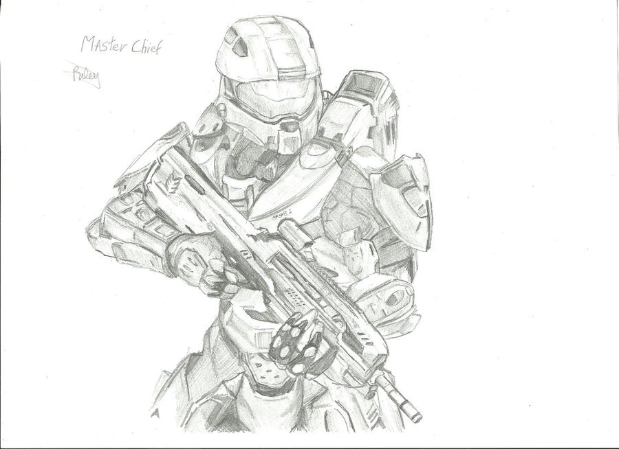900x654 halo master chief drawings uncolored - Halo 4 Master Chief Drawing