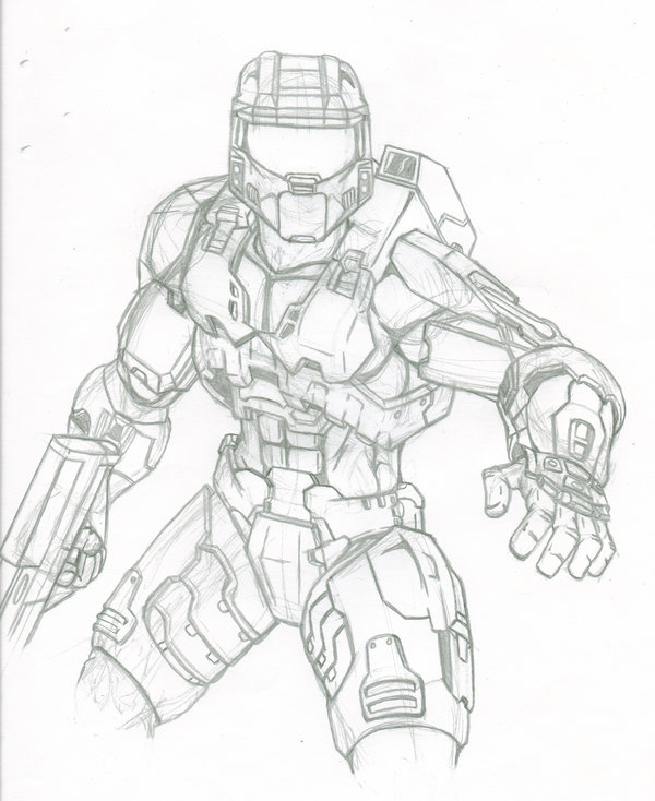 600x734 master chief armor halo drawing - Halo 4 Master Chief Drawing