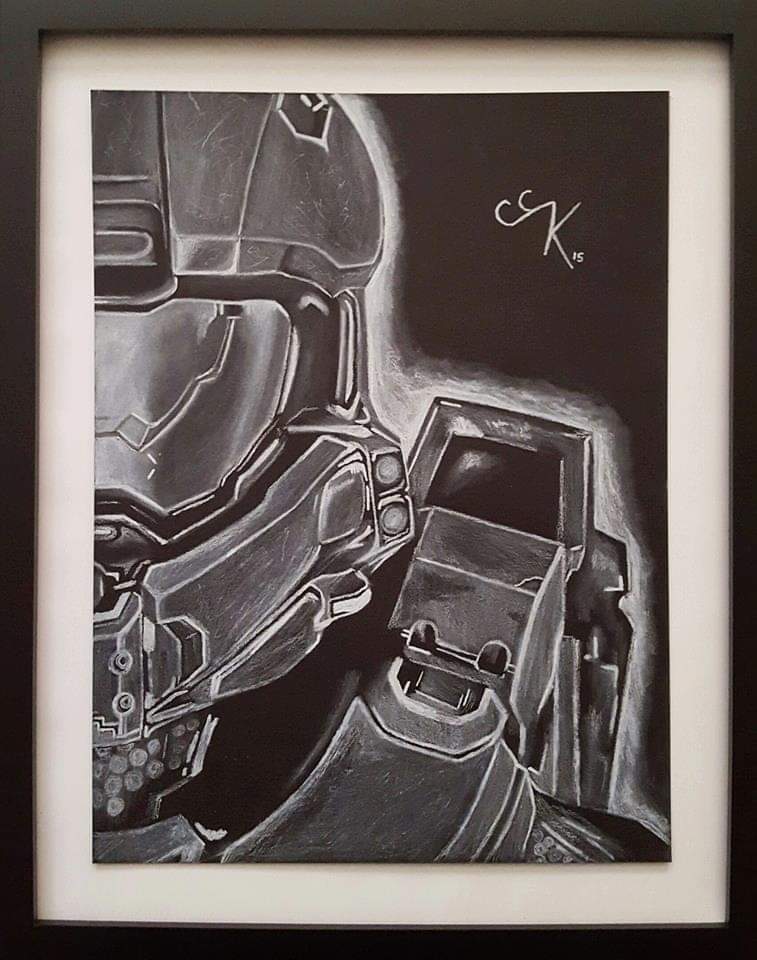 757x960 white charcoal master chief drawing i drew a few years ago - Halo 4 Master Chief Drawing