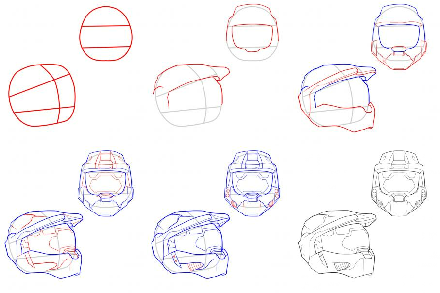 Halo Helmet Drawing at PaintingValley.com | Explore collection of Halo ...