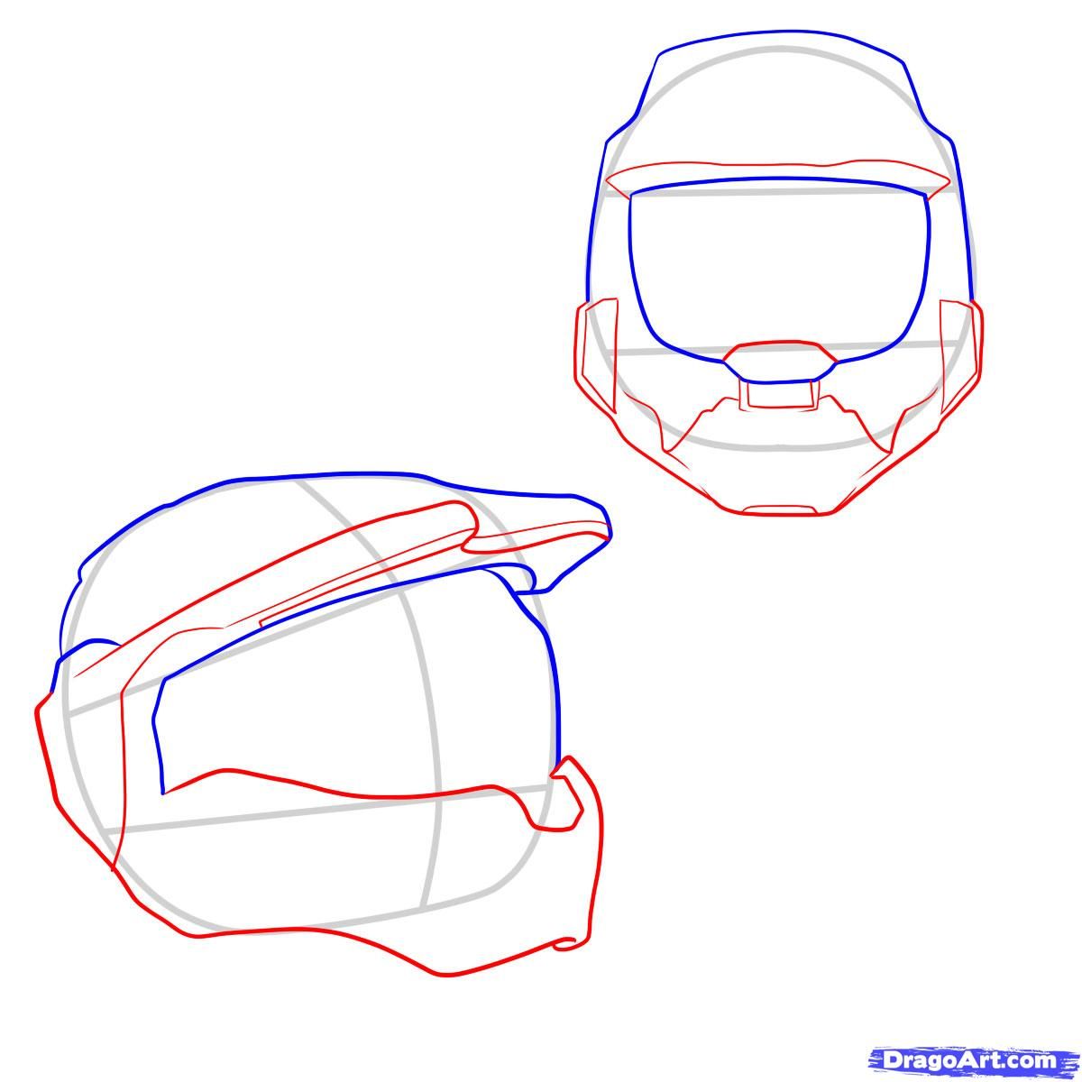 1200x1200 How To Draw A Halo Helmet Step Drawing In Halo Drawings - Halo Helmet Drawing