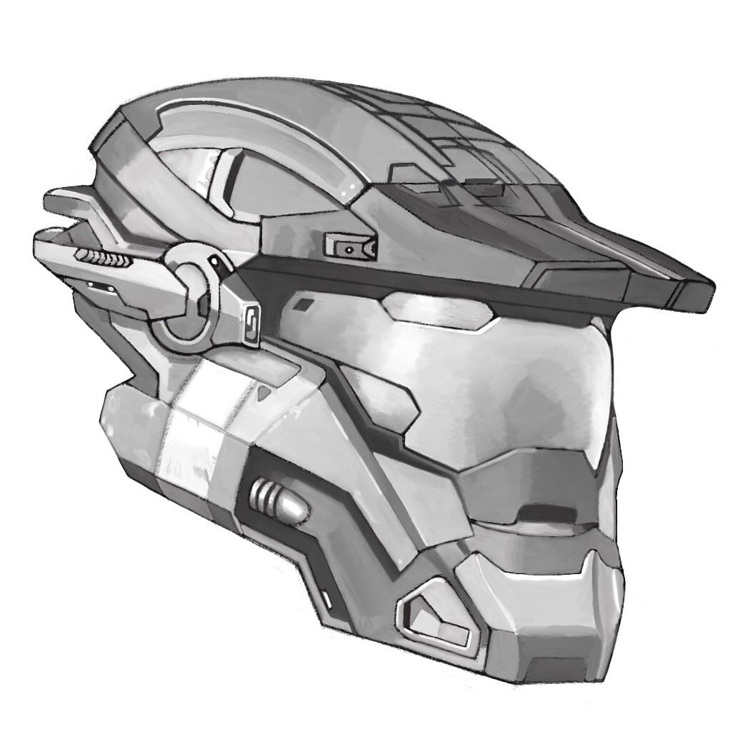 1022x1021 concept art of carter's helmet - Halo Helmet Drawing.