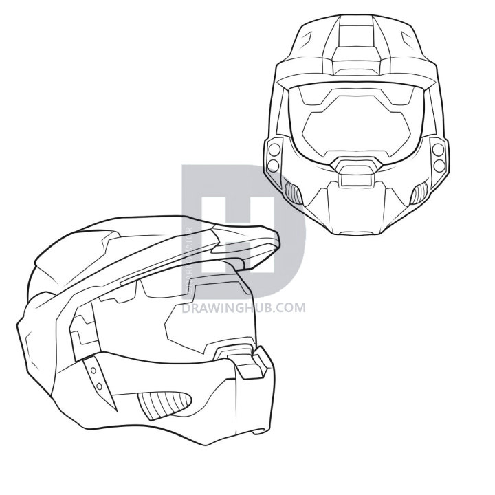720x720 How To Draw A Halo Helmet, Step - Halo Master Chief Drawing