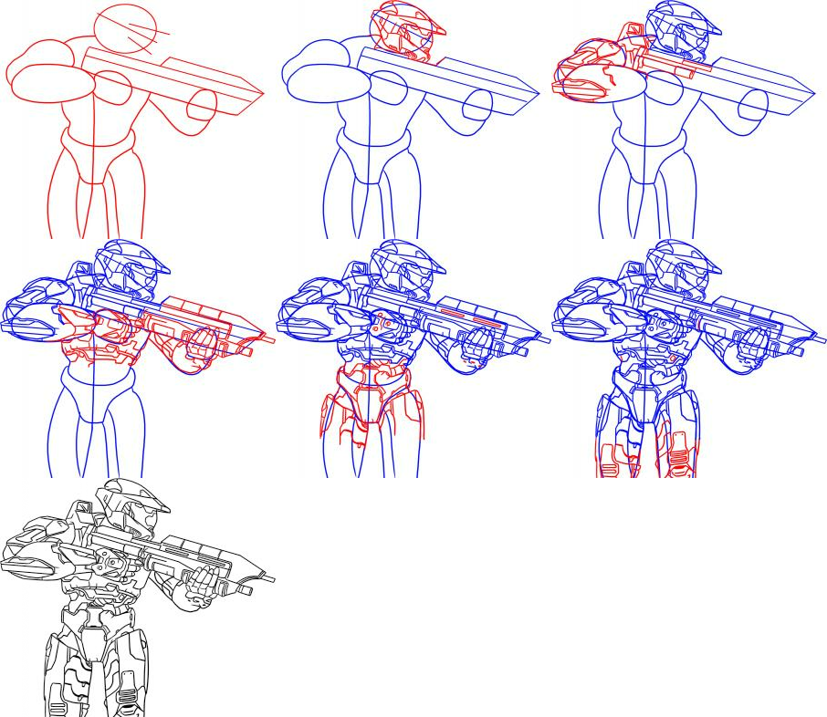 906x786 how to draw master chief how to draw halo - Halo Master Chief Drawing