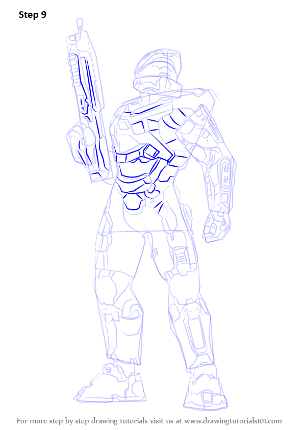 596x843 learn how to draw master chief from halo - Halo Master Chief Drawing
