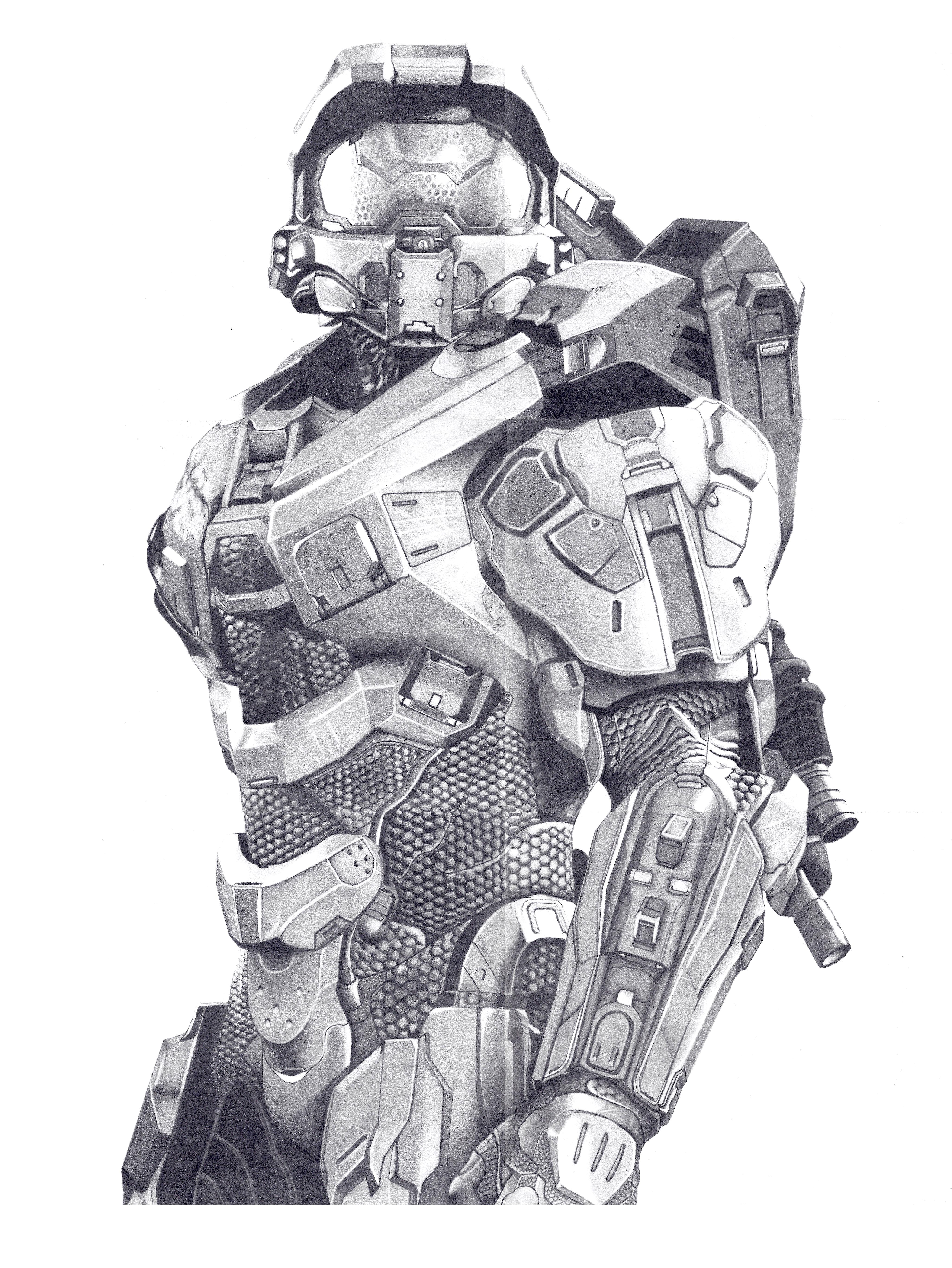 4104x5464 master chief drawing - Halo Master Chief Drawing