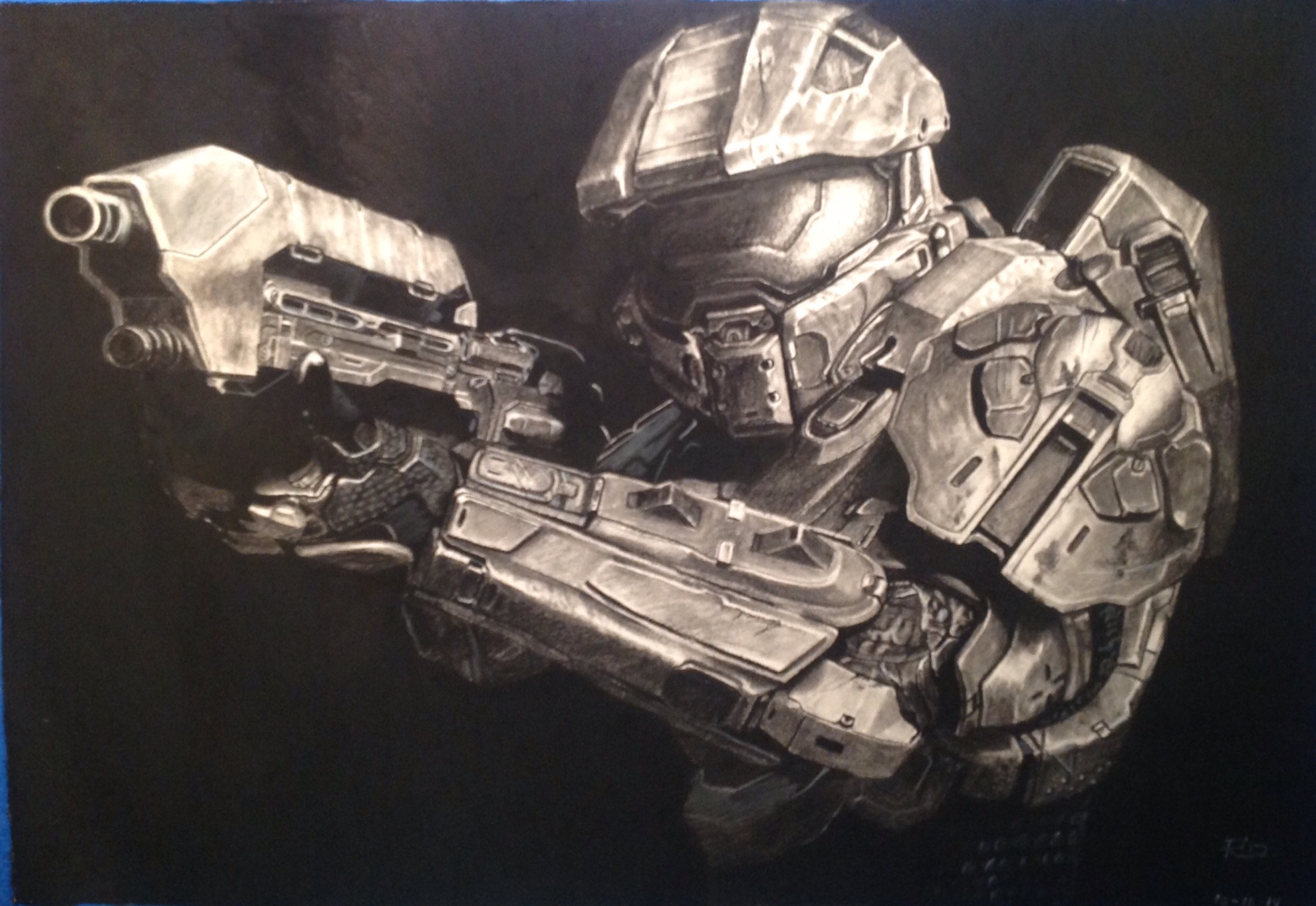 1979x1363 charcoal master chief drawing - Halo Master Chief Drawing
