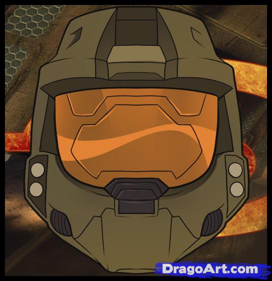 546x564 How To Draw A Halo Helmet, Step - Halo Master Chief Helmet Drawing