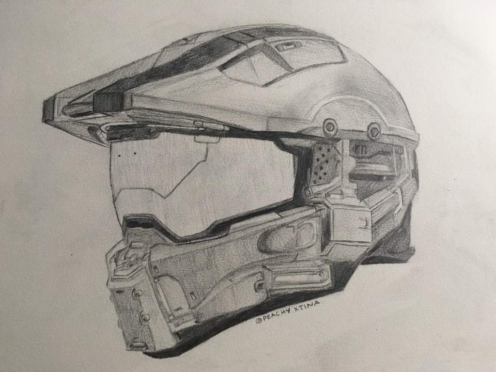 Halo Master Chief Helmet Drawing at PaintingValley.com | Explore ...