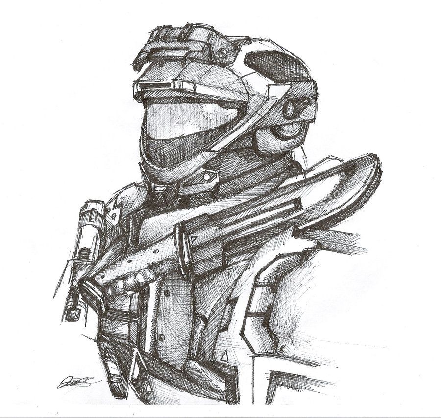 900x852 halo reach spartan pen sketch - Halo Reach Drawings