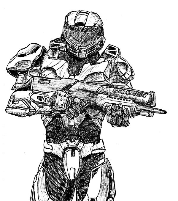 Halo Spartan Drawing at PaintingValley.com | Explore collection of Halo ...