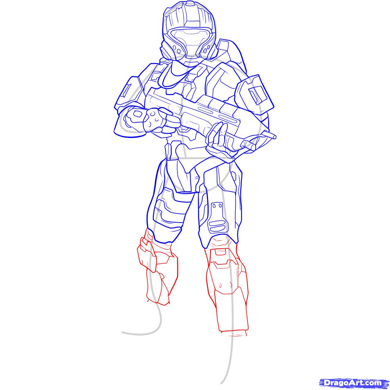 1301x1301 How To Draw A Halo Spartan, Step - Halo Spartan Drawing