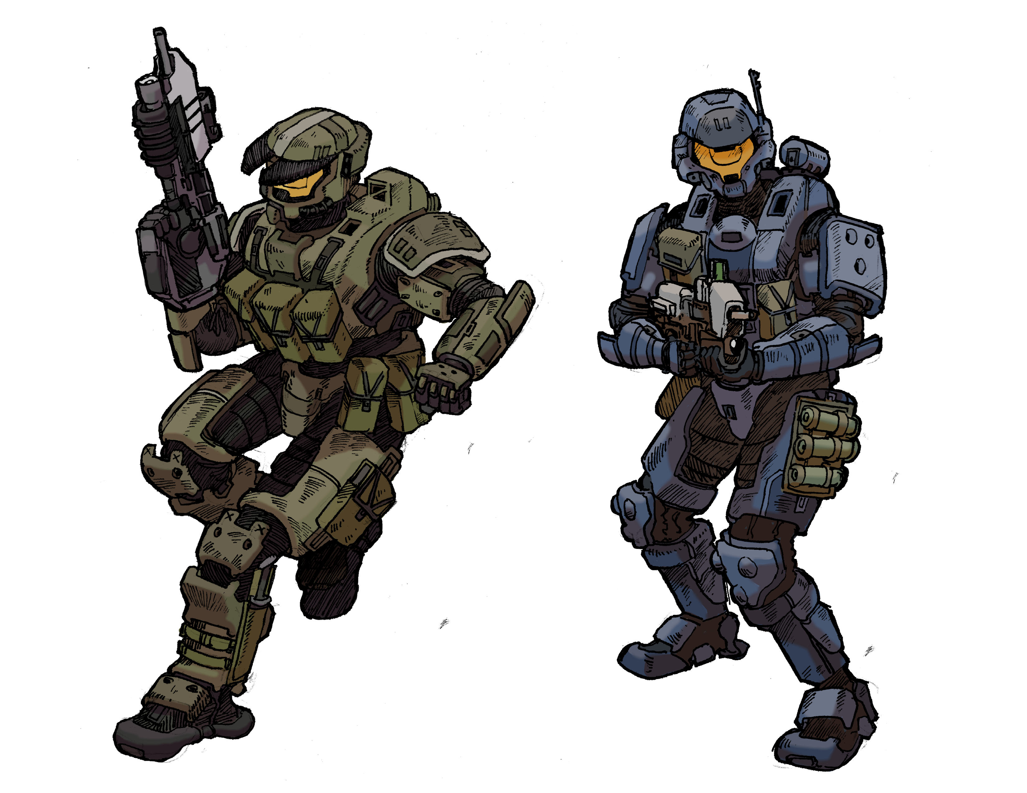 3300x2550 i tried drawing my ideal, lore friendly, spartan ii and spartan iv - Halo Spartan Drawing