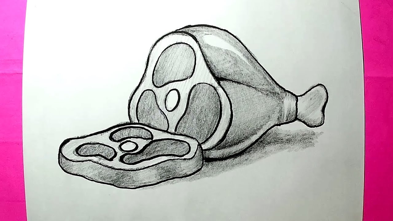 1280x720 How To Draw Cartoon Food Ham Yzarts - Ham Drawing