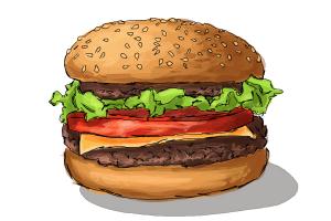300x200 How To Draw Hamburger Step - Hamburger Drawing