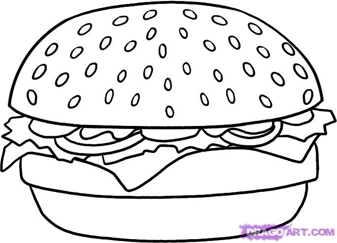 684x494 How To Draw A Hamburger, Step - Hamburger Drawing