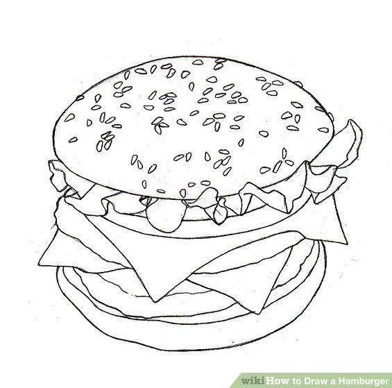 565x559 How To Draw A Hamburger Steps - Hamburger Drawing