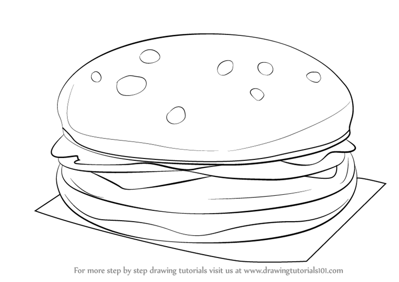 800x566 Learn How To Draw A Hamburger - Hamburger Drawing