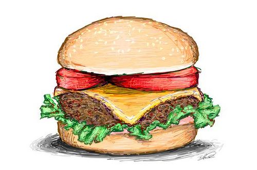 500x331 Hamburger Drawing - Hamburger Drawing