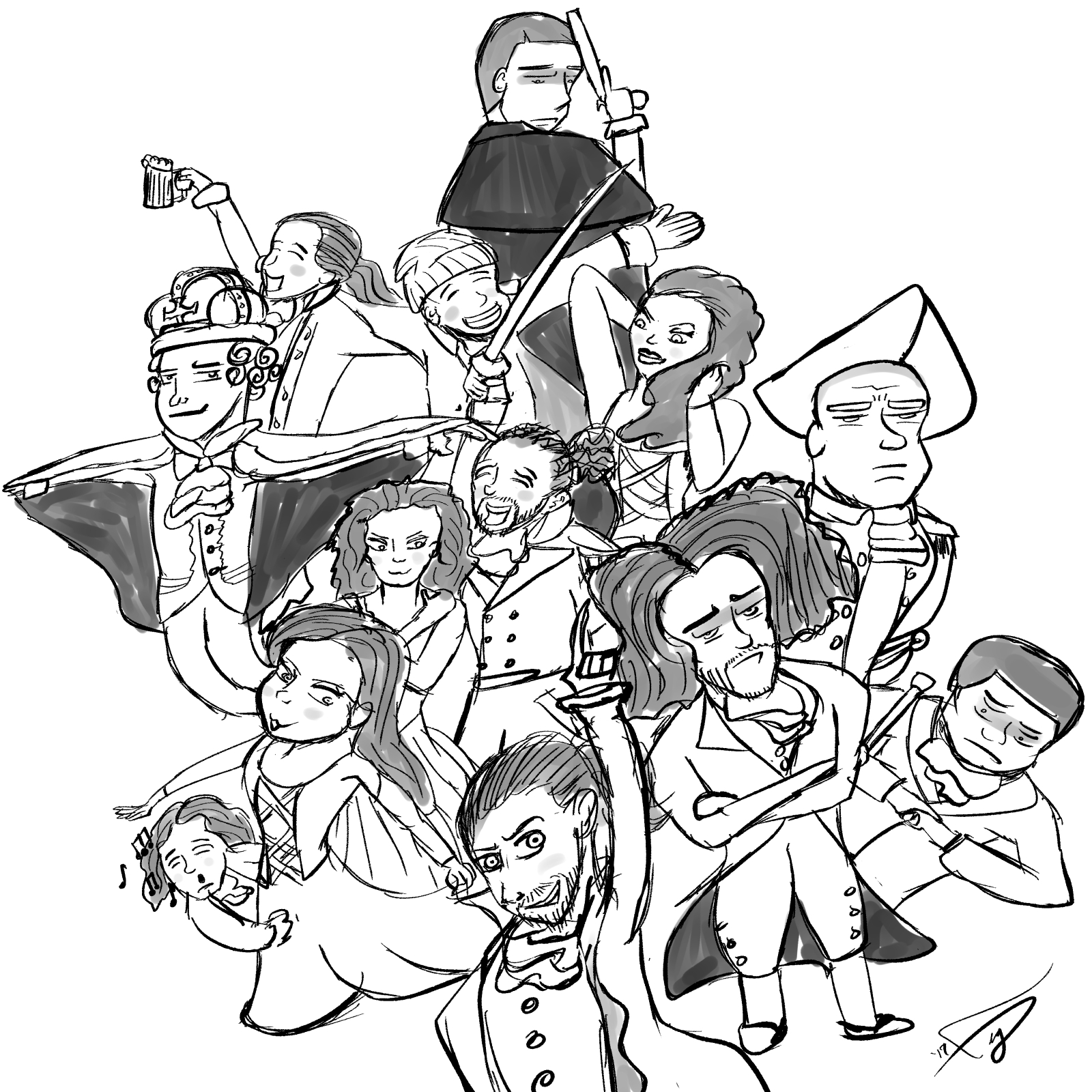 1600x1600 the cast of hamilton banana scoop - Hamilton Drawing
