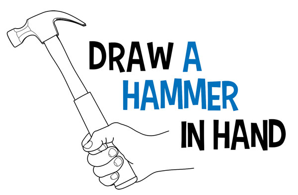 600x394 how to draw a hand holding a hammer easy step - Hammer Drawing