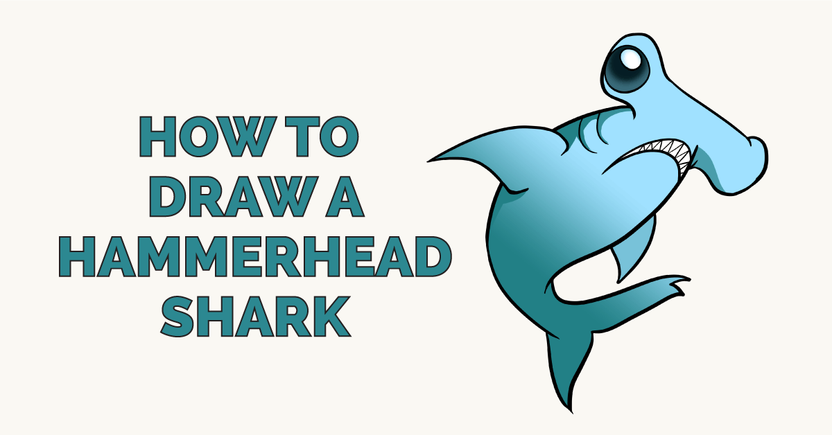 1200x628 how to draw a hammerhead shark - Hammerhead Drawing
