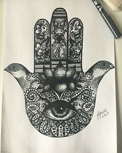 240x300 hamsa hand art photocopy print - Hamsa Drawing
