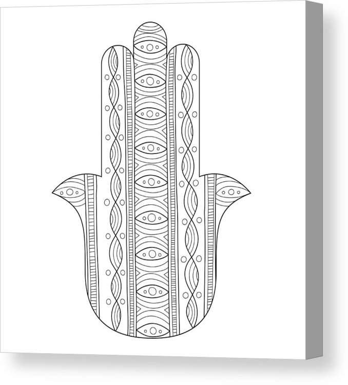 678x750 hamsa hand drawn symbol black and white illustration for coloring - Hamsa Hand Drawing