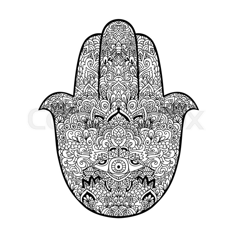 800x800 hamsa hand drawn symbol fatima hand stock vector colourbox - Hamsa Hand Drawing