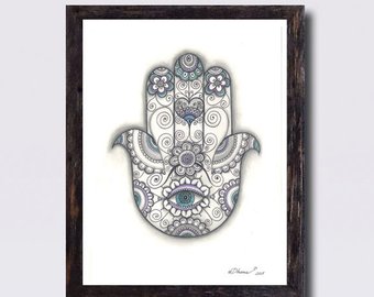 340x270 hamsa hand tattoo etsy - Hamsa Hand Drawing
