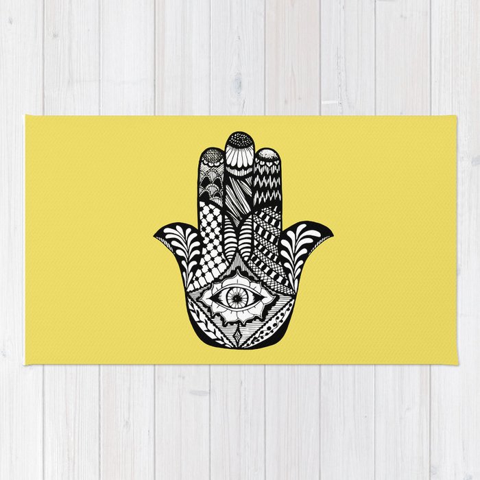 700x700 hand drawn hamsa hand of fatima on yellow rug - Hamsa Hand Drawing