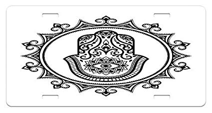 425x226 evil eye license plate, hamsa hand - Hamsa Hand Drawing