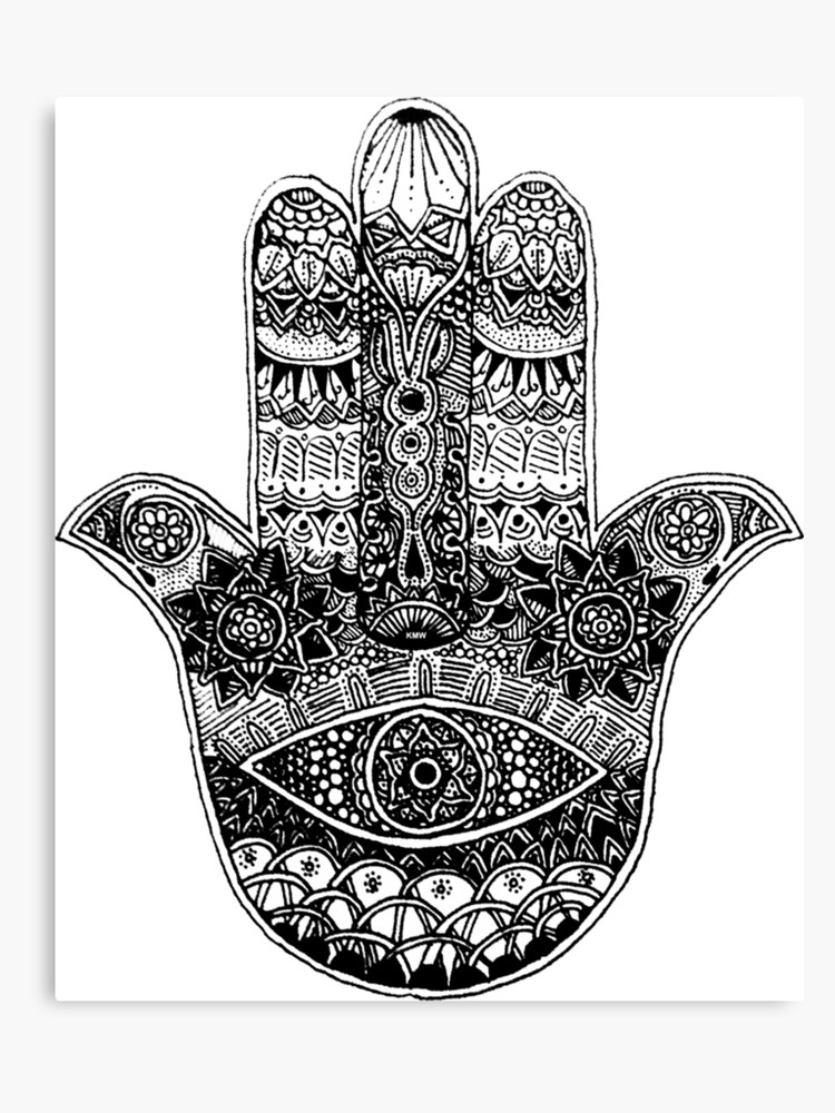 750x1000 hand drawn hamsa hand mandala zentangle evil eye canvas print - Hamsa Hand Drawing
