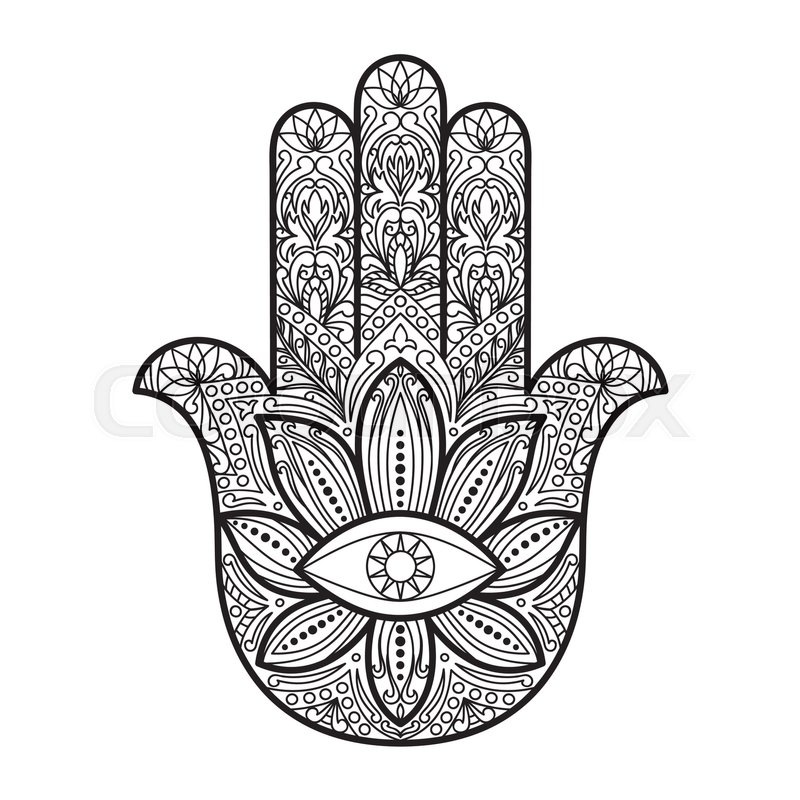 800x800 ornate hand drawn hamsa hand of stock vector colourbox - Hamsa Hand Drawing