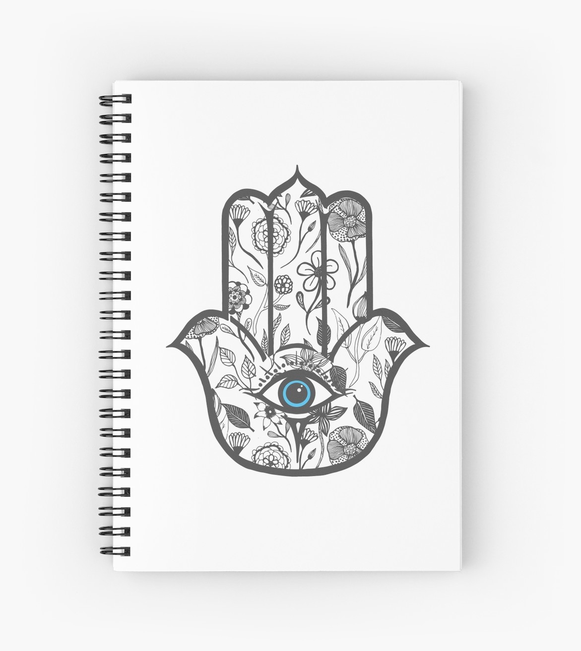 1171x1313 simple hand drawn floral hamsa hand spiral notebooks - Hamsa Hand Drawing