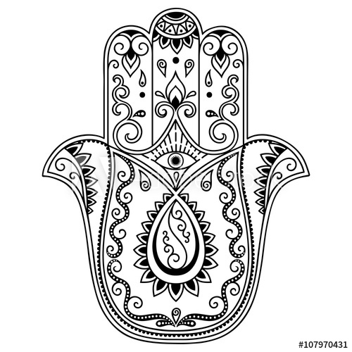 500x500 vector hamsa hand drawn symbol - Hamsa Hand Drawing