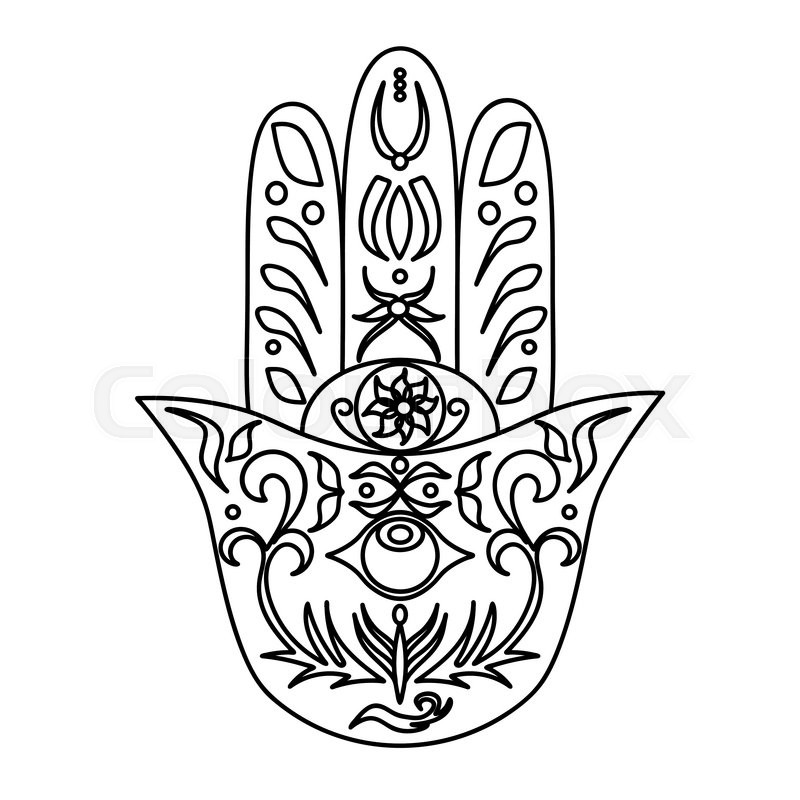 800x800 elegant ornate hand drawn hamsa hand stock vector colourbox - Hamsa Hand Drawing