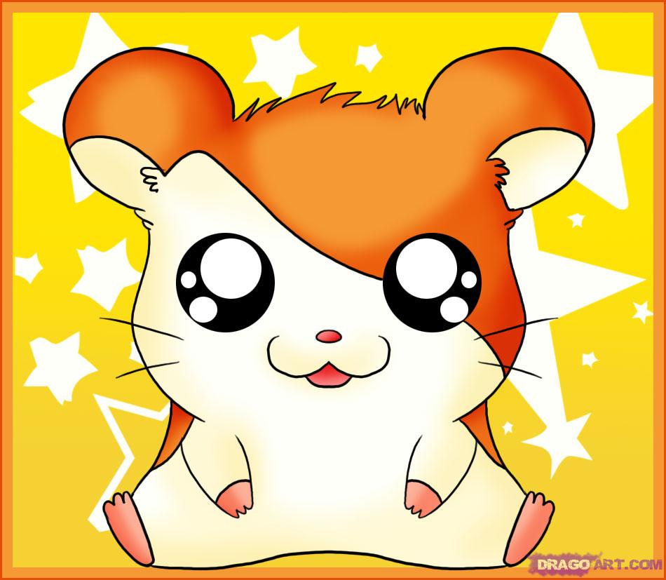 950x827 How To Draw Hamtaro, Step - Hamster Cartoon Drawing