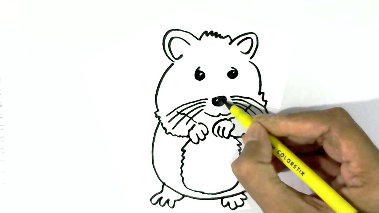 1280x720 How To Draw A Hamster Easy Steps For Children, Kids, Beginners - Hamster Cartoon Drawing