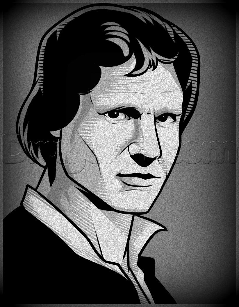 822x1058 how to draw han solo, step - Han Solo Drawing