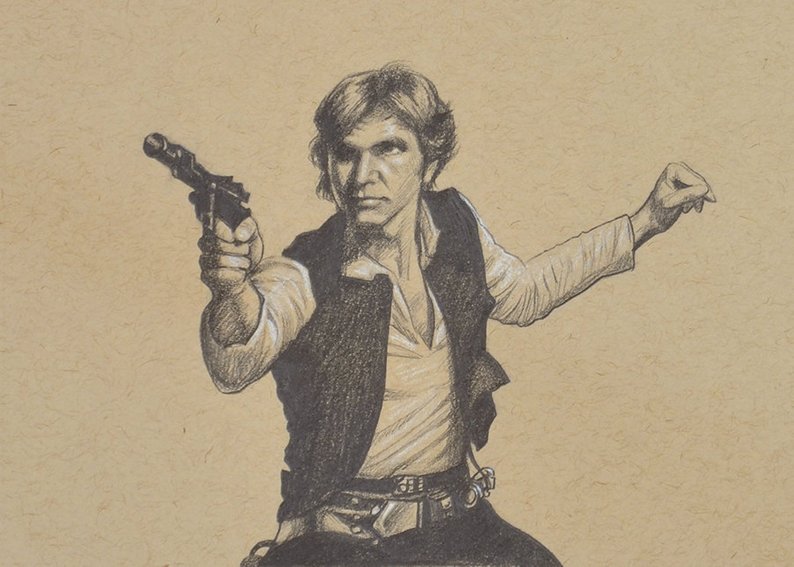 794x567 original drawing star wars han solo father's day gift etsy - Han Solo Drawing