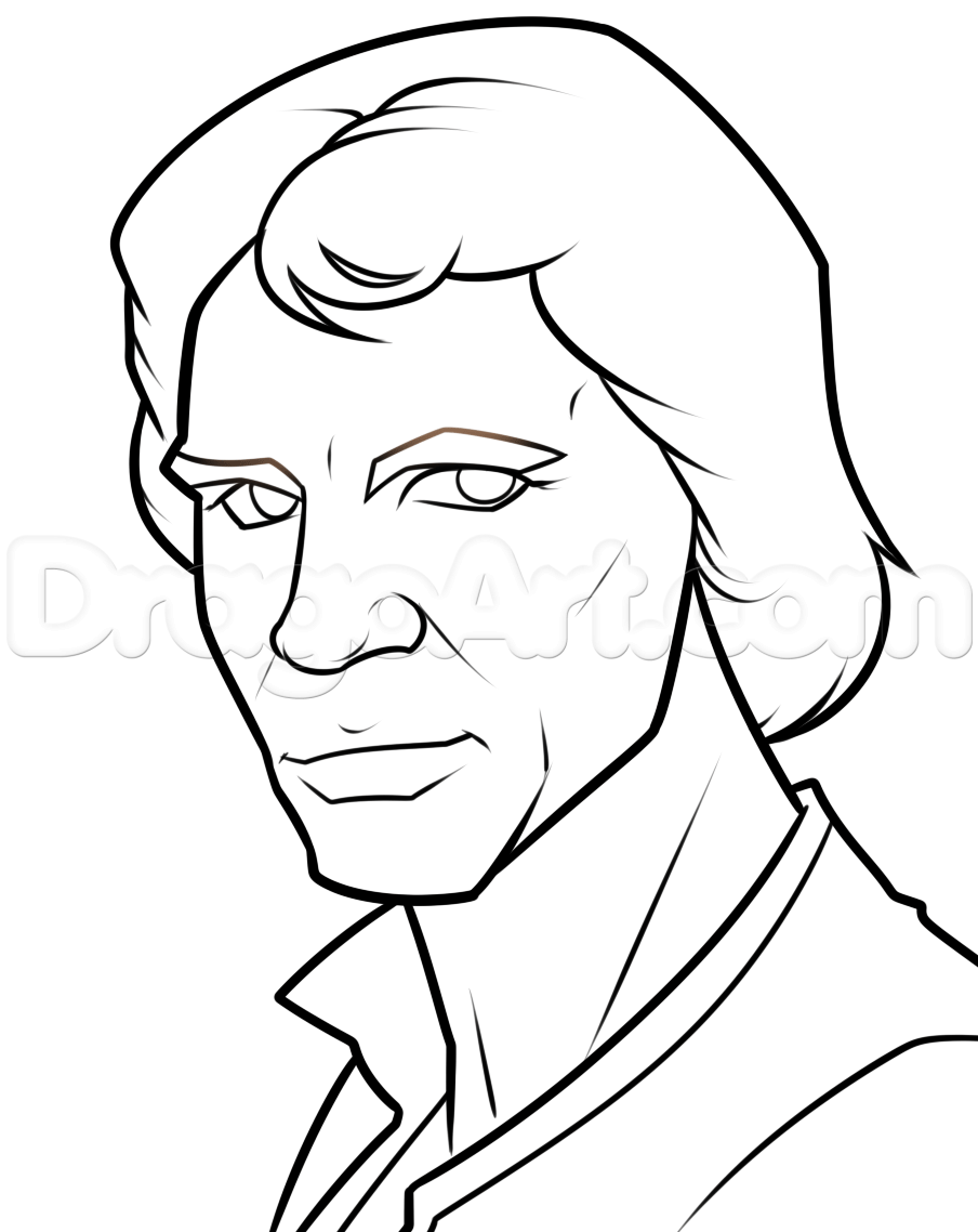 904x1138 drawing han solo easy, step - Han Solo Drawing