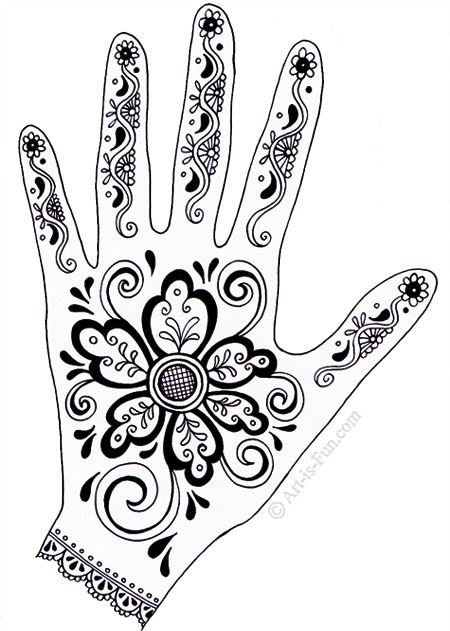 450x631 Henna Hand Designs Art Lesson Make A Unique Self Portrait Art - Hand Art Drawing