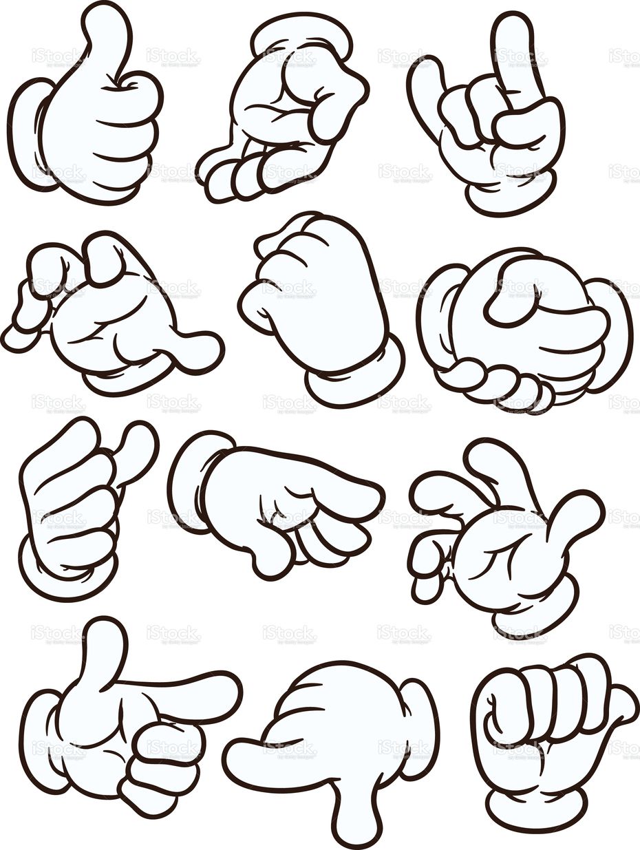 930x1235 cartoon hands making different gestures vector clip art - Hand Cartoon Drawing
